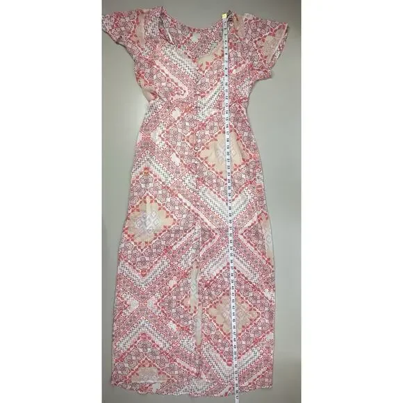 Express Women Sheer Aztec Button Front Maxi Dress Size M Coachella Festival Boho - Picture 4 of 16